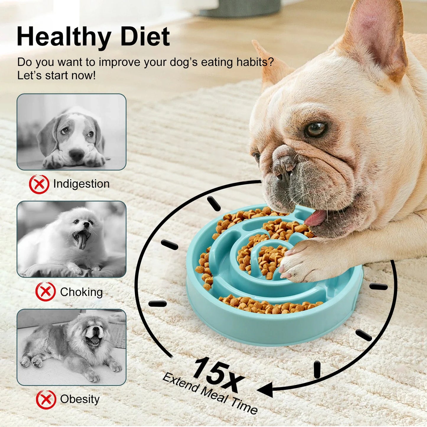 Slow Feeder Bowl for Dogs & Cats – Healthy Eating